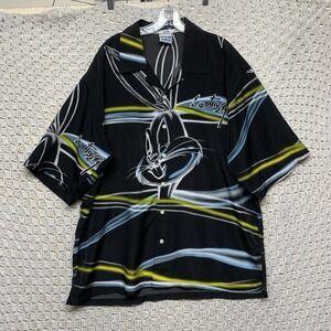 Looney Tunes Graphic LOT29 Shirt Mens Sz XL Black Short Sleeve Button Up